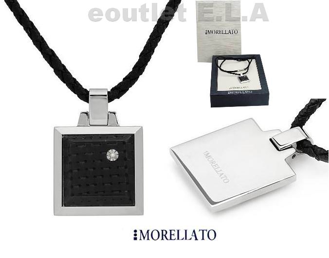 MORELLATO-33mm DIAMOND BLACK LEATHER NECKLACE
